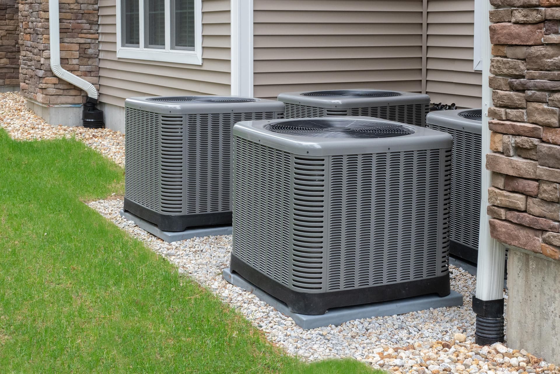 Residential air conditioning units serviced by New Age Heating and Cooling
